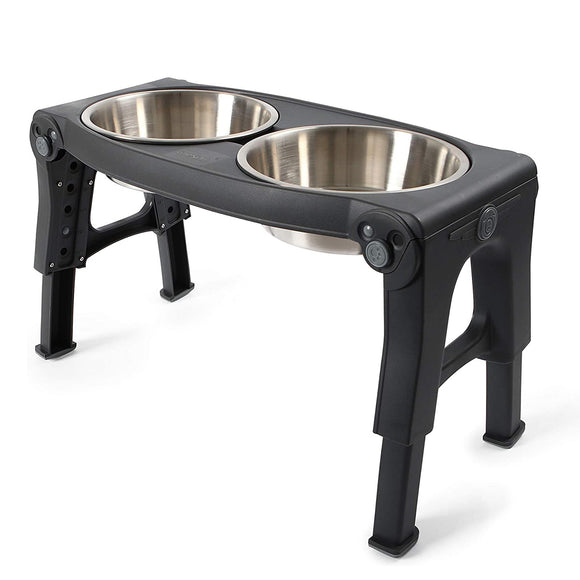Dexas Adjustable Height Feeder – Steel Bowls on Stand, Customizable Elevated Design
