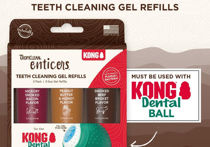 TropiClean Enticers Teeth Cleaning Gel Refills – 3x15ml Set, Effective Oral Hygiene Supplement