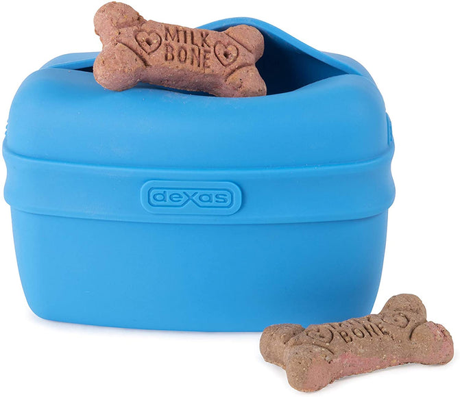 Dexas Pooch Pouch Silicone Treat Holder – Innovative Comfortable Design, Blue