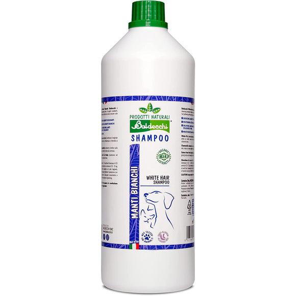 Baldecchi White Hair Bath Shampoo – Brightening Concentrate for White and Light Coats, 1L