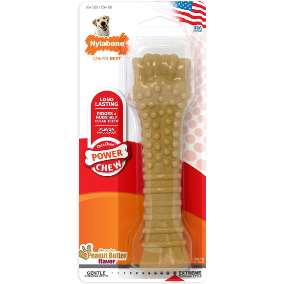 Nylabone Extreme Dura Chew Peanut Butter Bone – Durable Large Chew Toy with Long-Lasting Flavor
