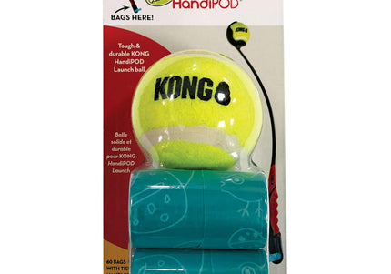 KONG HandiPOD Ball Launcher Refill Pack – Tennis Ball Plus 4 Rolls Durable Waste Bags