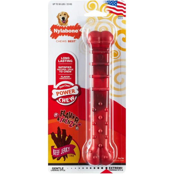 Nylabone Extreme Textured Beef Jerky Bone – Large Durable Dental Chew, Dried Beef Flavor