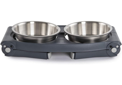 Dexas Adjustable Height Feeder – Steel Bowls on Stand, Customizable Elevated Design