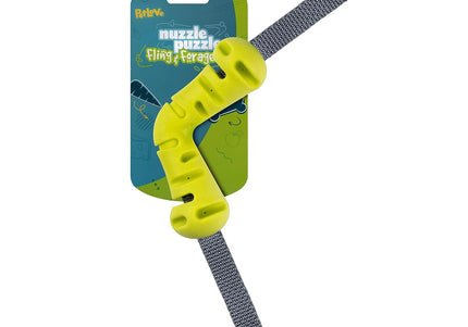 Nuzzle Puzzle Fling N Forage Dart 30cm Rubber Toy – Handles, Treat Dispensing, Interactive Play