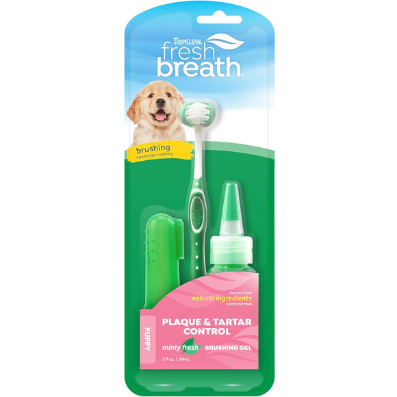 Tropiclean Oral Care Kit Puppy – Gentle Dental Cleaning Set with Toothbrush and Toothpaste