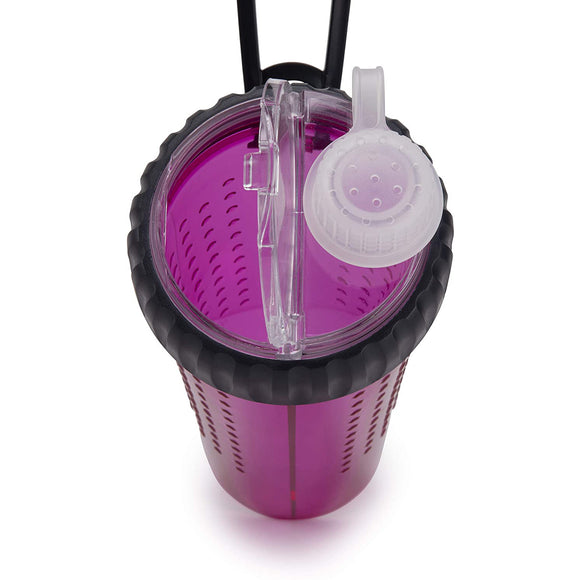 Dexas Snack-Duo Dual-Chamber Bottle – Food and Water Storage with Silicone Bowl, Fuchsia