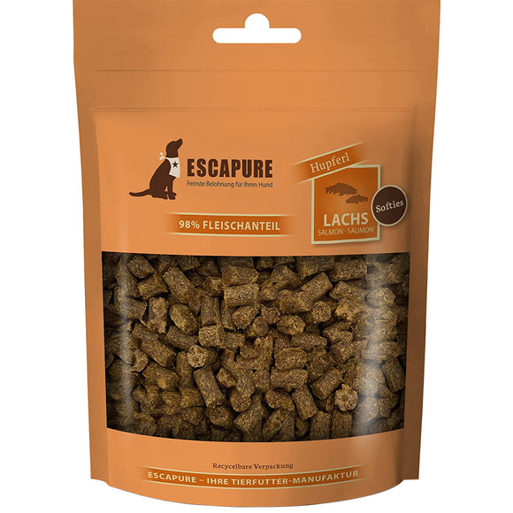 Escapure Hupferl Softies Lachs – Soft Salmon Treats, 98% Fish, 150g, Gentle Formula