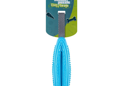 Nuzzle Puzzle Fling N Forage Stick – Rubber Dog Toy with Handle, Durable Treat Dispenser