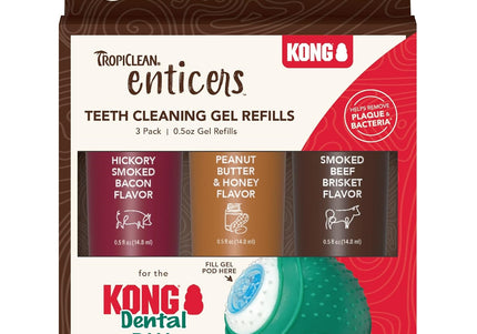 TropiClean Enticers Teeth Cleaning Gel Refills – 3x15ml Set, Effective Oral Hygiene Supplement