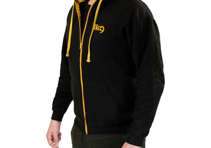 Julius-K9 Full-Zip Hoodie Black and Gold – Comfortable Trainer’s Jacket, Large Size