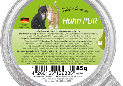 GranataPet Filet à la Carte Chicken Pur – Tender Chicken Fillets in Natural Juices, 85g Can