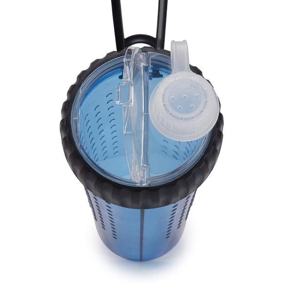 Dexas Snack-Duo Dual-Chamber Bottle – Food and Water Storage with Silicone Bowl, Fuchsia