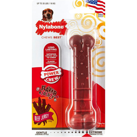 Nylabone Extreme Textured Beef Jerky Bone – Large Durable Dental Chew, Dried Beef Flavor