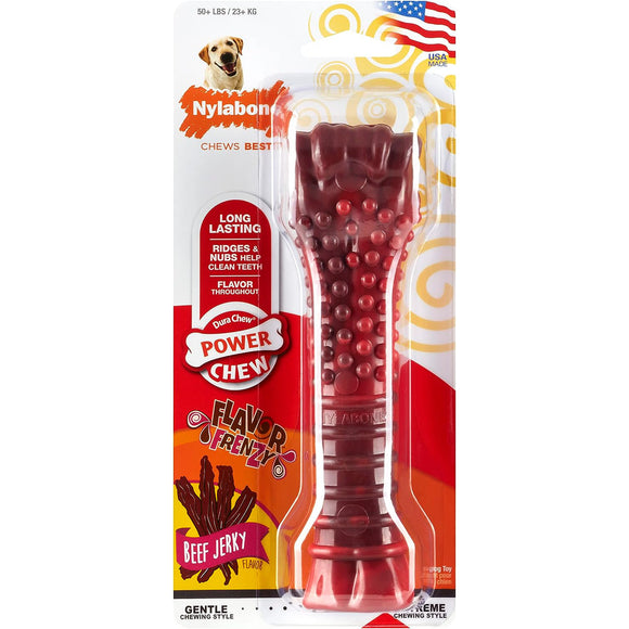 Nylabone Extreme Textured Beef Jerky Bone – Large Durable Dental Chew, Dried Beef Flavor