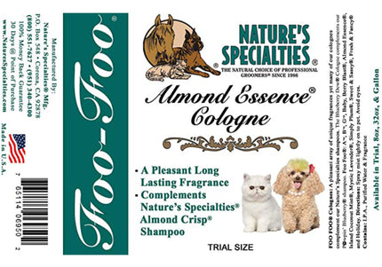 Nature's Specialties Foo Foo Almond Essence Cologne – Scented Grooming Spray with Almond Aroma, 237ml
