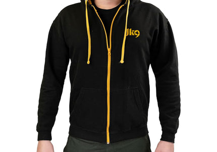 Julius-K9 Full-Zip Hoodie Black and Gold – Comfortable Trainer’s Jacket, Large Size