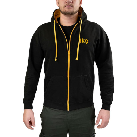 Julius-K9 Full-Zip Hoodie Black and Gold – Comfortable Trainer’s Jacket, Large Size
