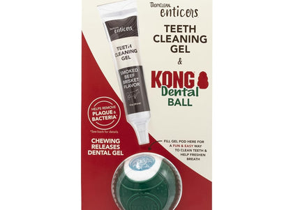 TropiClean Enticers KONG Dental Ball Set – Dog Teeth Cleaning Gel with Small KONG Ball