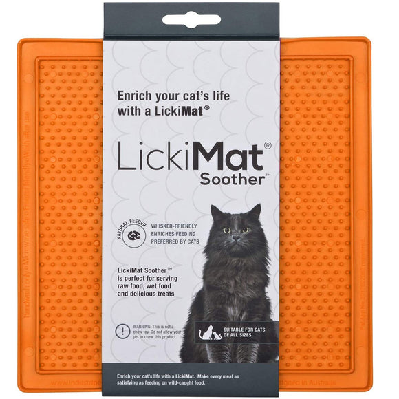 LickiMat Classic Soother Cat Licking Mat – Soft Textured Silicone, Purple, Calming Design