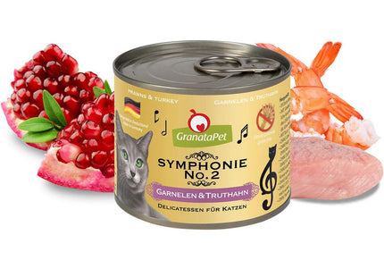 GranataPet Symphonie No. 2 Cat Food – High-Meat Shrimp and Turkey, 6 x 200g Cans
