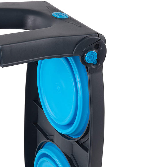 Dexas Adjustable Height Feeder – Elevated Double Bowl Stand, Blue, Customizable Levels