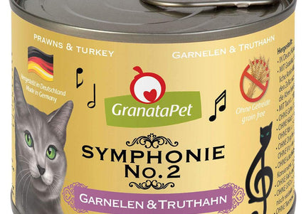 GranataPet Symphonie No. 2 Cat Food – High-Meat Shrimp and Turkey, 6 x 200g Cans