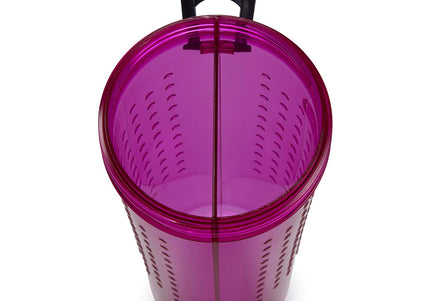 Dexas Snack-Duo Dual-Chamber Bottle – Food and Water Storage with Silicone Bowl, Fuchsia