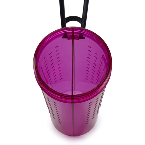 Dexas Snack-Duo Dual-Chamber Bottle – Food and Water Storage with Silicone Bowl, Fuchsia