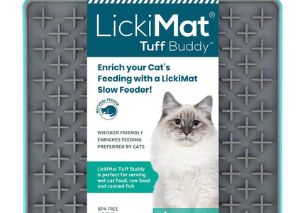LickiMat Tuff Buddy Cat Licking Mat – Hard Textured Turquoise Design, Durable and Entertaining
