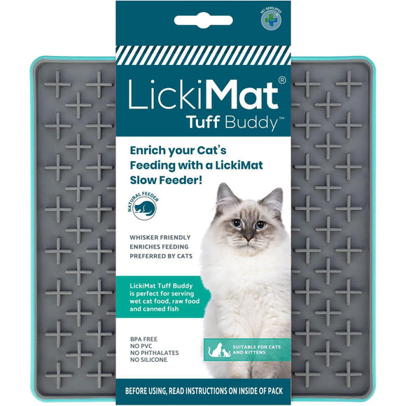 LickiMat Tuff Buddy Cat Licking Mat – Hard Textured Turquoise Design, Durable and Entertaining