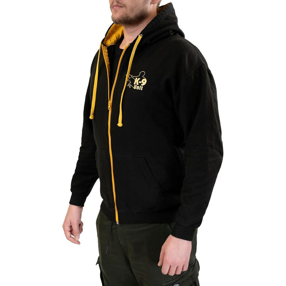 Julius-K9 Full-Zip Hoodie Unit Black/Gold – Comfortable Cotton Blend, Small Size, Stylish Trainer Apparel