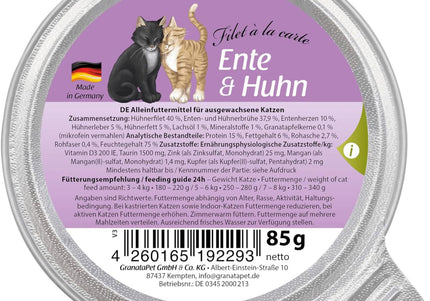 GranataPet Filet à la Carte Duck and Chicken – Wet Cat Food Fillets in Sauce, 85g