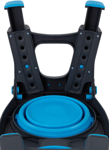 Dexas Adjustable Height Feeder – Elevated Double Bowl Stand, Blue, Customizable Levels