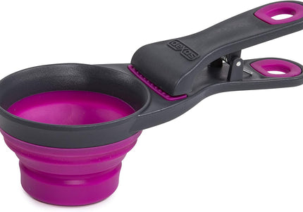 Dexas Collapsible KlipScoop 3in1 Medium 237ml – Foldable Food Scoop with Bag Clip, Purple