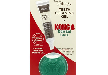 TropiClean Enticers KONG Dental Ball Set – Dog Teeth Cleaning Gel with Small KONG Ball