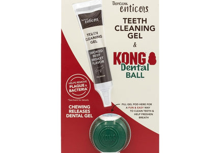 TropiClean Enticers KONG Dental Ball Set – Dog Teeth Cleaning Gel with Small KONG Ball
