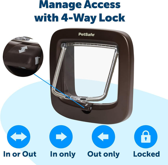 PetSafe Manual-Locking Cat Flap – White Door with Built-in Tunnel and Secure Locking Mechanism