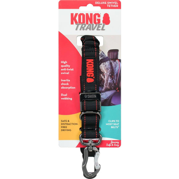 KONG Travel Deluxe Swivel Tether – Cushioned Car Seat Belt with Adjustable Safety Clip