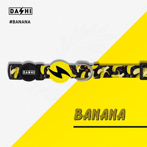 Dashi Eco Banana Cat Collar – Recycled Material, Fun Banana Pattern, Lightweight Design