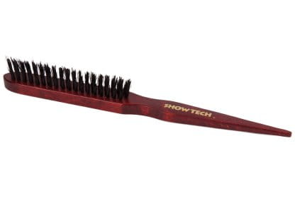 Show Tech Teasing Brush – Narrow 3-Row Boar and Nylon Bristles, Precision Styling