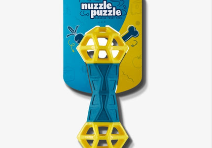 Nuzzle Puzzle Dumbbell Treat Toy – 18cm Bouncing Floating Squeaker Interactive Design