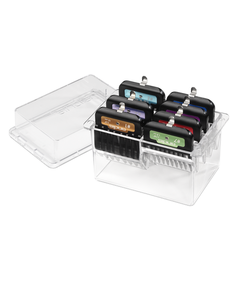 Andis Clip Comb Set – 7-Piece Plastic Snap-On Spacers with Storage Case
