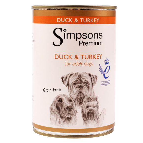 Simpsons Premium Duck & Turkey Casserole – Grain-Free Wet Dog Food with Vegetables, 400g