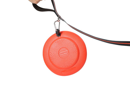 Dexas Off-Leash Frisbee Flyer – Floating Durable Dog Disc with Carabiner Attachment