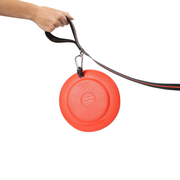 Dexas Off-Leash Frisbee Flyer – Floating Durable Dog Disc with Carabiner Attachment