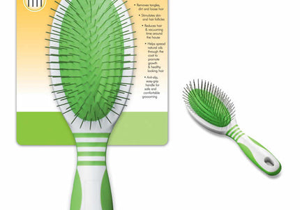 Andis Pin Brush – Oval Grooming Brush with Metal Pins, Medium Size, Gentle Detangling