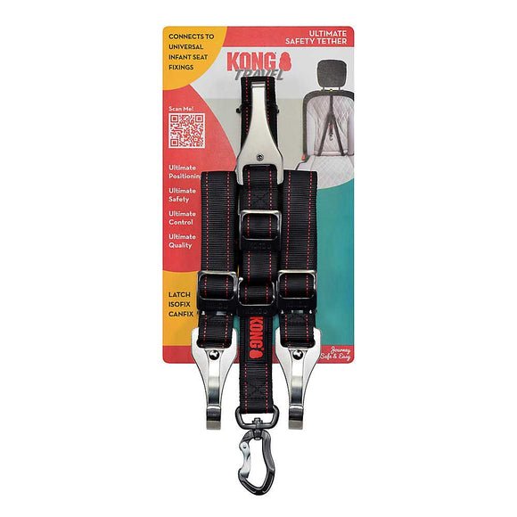 KONG Travel Ultimate Safety Tether – Three-Point Adjustable Car Belt with ISOFIX Compatibility