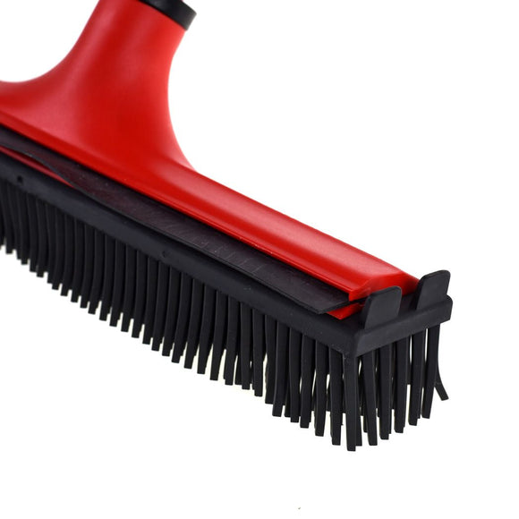 V7 Rubber Grooming Broom – Telescopic Pole, Innovative Red Design, Efficient Hair Removal