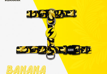 Dashi Eco Banana Back Harness – Adjustable Recycled Dog Harness with Banana Pattern, Small Size